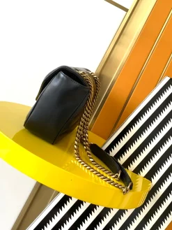 Alternative view of SAINT LAURENT Shoulder Bags Lamb Leather (Black-Gold) 24X14X7CM F00202608080462
