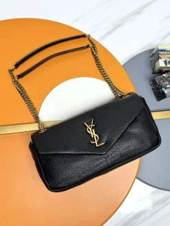 SAINT LAURENT Shoulder Bags Lamb Leather (Black-Gold) 26X14X7CM E30202608082091