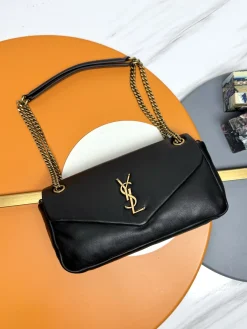 SAINT LAURENT Shoulder Bags Lamb Leather (Black-Gold) 26X14X7CM E30202608082217