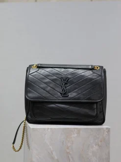 SAINT LAURENT Shoulder Bags Lamb Leather (Black-Gold) 32X23X9CM G40202608081458