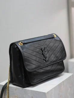 Alternative view of SAINT LAURENT Shoulder Bags Lamb Leather (Black-Gold) 32X23X9CM G40202608081458
