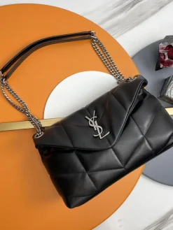 SAINT LAURENT Shoulder Bags Lamb Leather (Black-Silver) 29X17X11CM E30202608082506