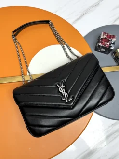 SAINT LAURENT Shoulder Bags Lamb Leather (Black-Silver) 29X17X8CM F00202608082617