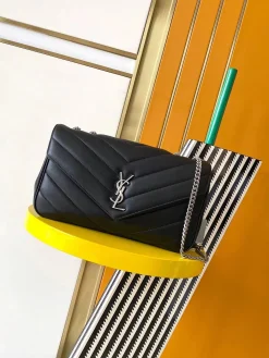 SAINT LAURENT Shoulder Bags Lamb Leather (Black-Silver) 29X17X8CM F40202608080407