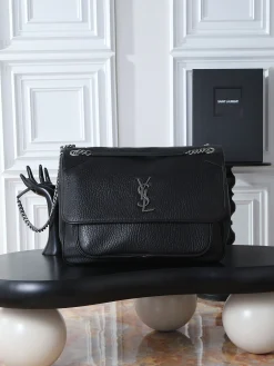 SAINT LAURENT Shoulder Bags Lamb Leather (Black-Silver) 47X34X16CM H20202608080823