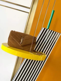 SAINT LAURENT Shoulder Bags Lamb Leather (Brown-Gold) 20X12X6CM E20202608080413
