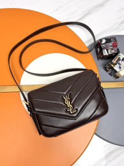 SAINT LAURENT Shoulder Bags Lamb Leather (Brown-Gold) 20X14X5CM D70202608082295