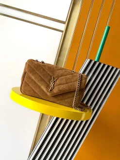 SAINT LAURENT Shoulder Bags Lamb Leather (Brown-Gold) 24X14X7CM F00202608080464