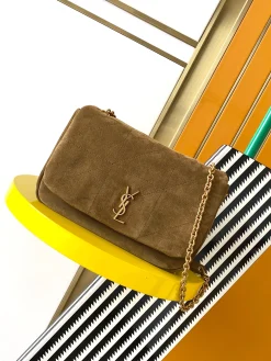SAINT LAURENT Shoulder Bags Lamb Leather (Brown-Gold) 26X15X7CM F60202608080383