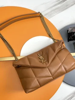 SAINT LAURENT Shoulder Bags Lamb Leather (Brown-Gold) 29X17X11CM E30202608082502