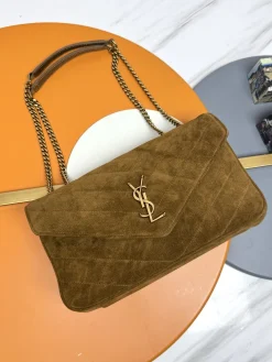 SAINT LAURENT Shoulder Bags Lamb Leather (Brown-Gold) 29X17X8CM F00202608082600