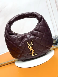 SAINT LAURENT Shoulder Bags Lamb Leather (Burgundy-Gold) 17X18X4CM D50202608082400