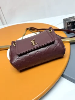 Alternative view of SAINT LAURENT Shoulder Bags Lamb Leather (Burgundy-Gold) 18X13X6CM D70202608082218