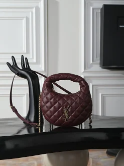 SAINT LAURENT Shoulder Bags Lamb Leather (Burgundy-Gold) 19X12X5CM D60202608080762