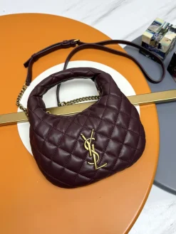 SAINT LAURENT Shoulder Bags Lamb Leather (Burgundy-Gold) 19X12X5CM D80202608080226