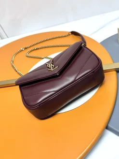 Alternative view of SAINT LAURENT Shoulder Bags Lamb Leather (Burgundy-Gold) 20X12X6CM E10202608082603