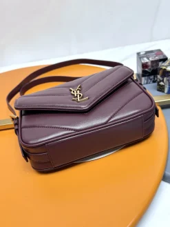 Alternative view of SAINT LAURENT Shoulder Bags Lamb Leather (Burgundy-Gold) 20X14X5CM D70202608082297