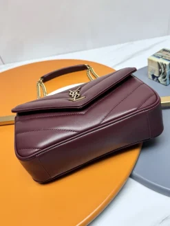 Alternative view of SAINT LAURENT Shoulder Bags Lamb Leather (Burgundy-Gold) 24X14X7CM E70202608082608