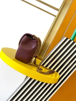 Alternative view of SAINT LAURENT Shoulder Bags Lamb Leather (Burgundy-Gold) 24X14X7CM F00202608080459