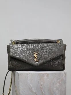 SAINT LAURENT Shoulder Bags Lamb Leather (Gray-Gold) 38X21X10CM F80202608081490