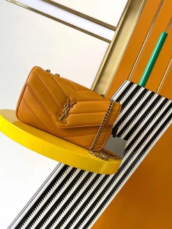 SAINT LAURENT Shoulder Bags Lamb Leather (Orange-Gold) 24X14X7CM F00202608080460