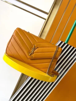 SAINT LAURENT Shoulder Bags Lamb Leather (Orange-Gold) 29X17X8CM F80202608080325