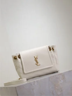 Alternative view of SAINT LAURENT Shoulder Bags Lamb Leather (White-Gold) 18X13X6CM D80202608081497