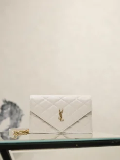 SAINT LAURENT Shoulder Bags Lamb Leather (White-Gold) 20X13X5CM D00202608081443