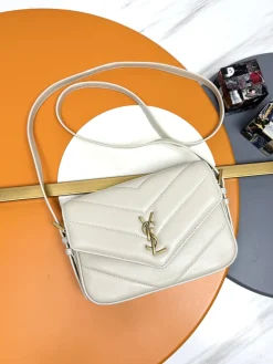 SAINT LAURENT Shoulder Bags Lamb Leather (White-Gold) 20X14X5CM D70202608082296