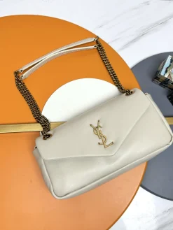 SAINT LAURENT Shoulder Bags Lamb Leather (White-Gold) 26X14X7CM E30202608082214
