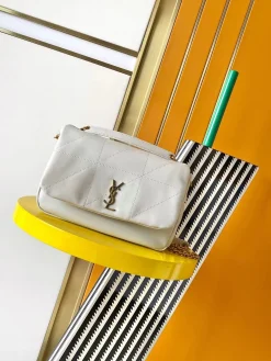 SAINT LAURENT Shoulder Bags Lamb Leather (White-Gold) 26X15X7CM F60202608080380
