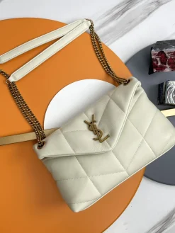 SAINT LAURENT Shoulder Bags Lamb Leather (White-Gold) 29X17X11CM E30202608082503