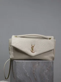 SAINT LAURENT Shoulder Bags Lamb Leather (White-Gold) 38X21X10CM F80202608081489