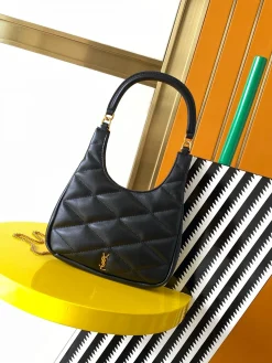 SAINT LAURENT Shoulder Bags Lambskin (Black-Gold) 19X21X4CM D60202608080375
