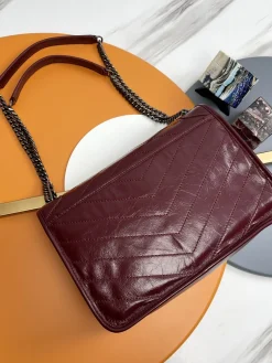 Alternative view of SAINT LAURENT Shoulder Bags Lambskin (Burgundy-Black) 28X21X8CM D50202608082541