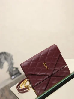 Alternative view of SAINT LAURENT Shoulder Bags Lambskin (Burgundy-Gold) 20X13X5CM D00202608081441