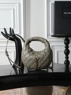 SAINT LAURENT Shoulder Bags Lambskin (Gray-Gold) 19X12X5CM D60202608080765