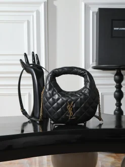 SAINT LAURENT Shoulder Bags Lambskin Leather (Black-Gold) 19X12X5CM D60202608080766
