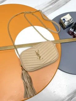 SAINT LAURENT Shoulder Bags Leather (Beige-Gold) 18X10X5CM D10202608082331