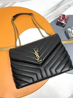 SAINT LAURENT Shoulder Bags Leather (Black-Gold) 31X22X10CM E50202608082149