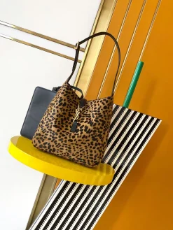 SAINT LAURENT Shoulder Bags Leather (Brown-Black) 22X22X10CM F10202608080442