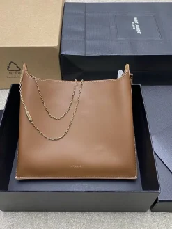 SAINT LAURENT Shoulder Bags Leather (Brown-Gold) 22X21X3CM D00202608082326