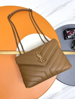 SAINT LAURENT Shoulder Bags Leather (Brown-Gold) 23X17X9CM E00202608082141