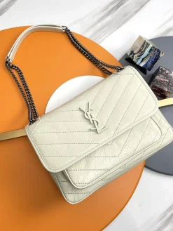 SAINT LAURENT Shoulder Bags Leather (Cream-Black) 28X21X8CM E20202608082543