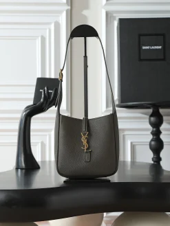 SAINT LAURENT Shoulder Bags Leather (Gray-Gold) 15X16X7CM D70202608080761