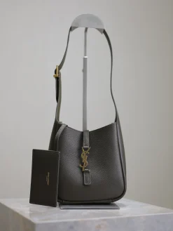 SAINT LAURENT Shoulder Bags Leather (Gray-Gold) 15X16X7CM D90202608081428