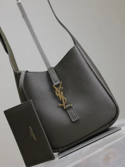 Alternative view of SAINT LAURENT Shoulder Bags Leather (Gray-Gold) 15X16X7CM D90202608081428