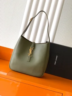 SAINT LAURENT Shoulder Bags Leather (Green-Gold) 23X22X8CM E50202608081412