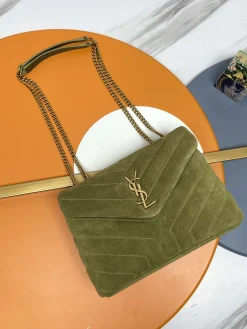 SAINT LAURENT Shoulder Bags Leather (Green-Gold) 24X17X9CM E30202608082015