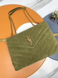 SAINT LAURENT Shoulder Bags Leather (Green-Gold) 31X22X10CM E80202608082111